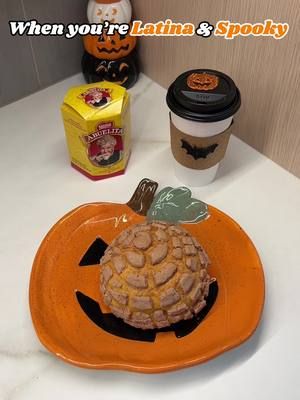 Where my spooky Latinas at? (I’m Asian Latina) 🥹🎃👻🫶🏻☕️🍂 #latina #spookylatina #coffee #halloweentok #spookygirl #summerween #slashersummer #concha #pumpkin 