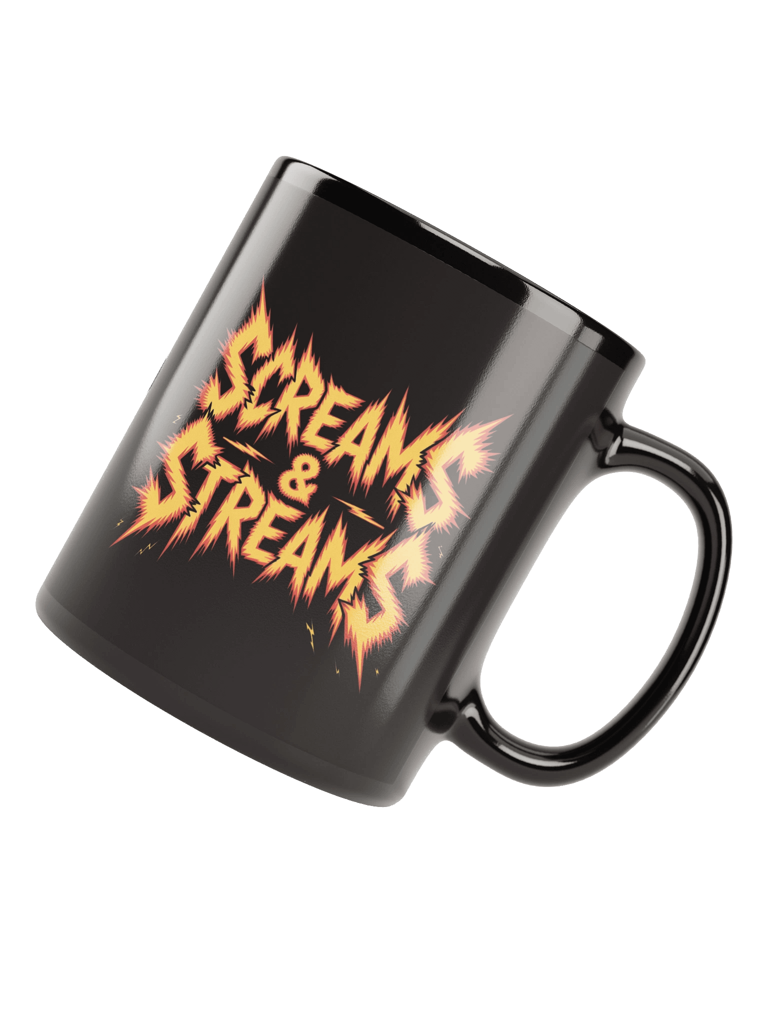 Flaming Screams & Streams Black Glossy Mug product image (4)