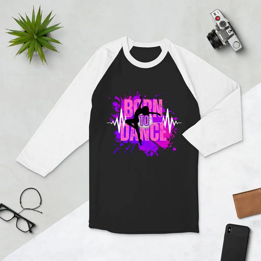 Born to Dance her Silhouette Dynamo Raglan Two Color Tee product image (5)