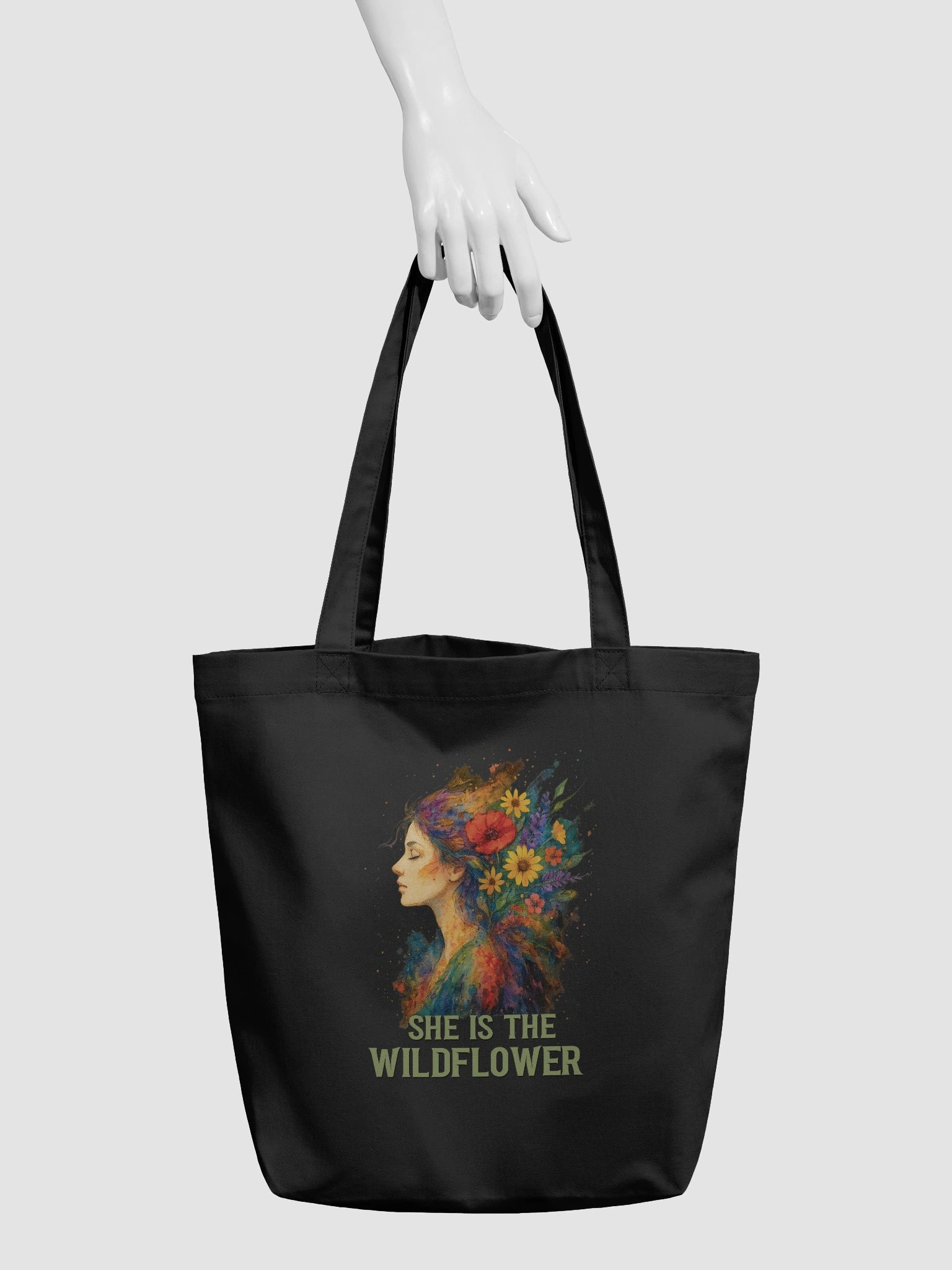 She Is the Wildflower Tote Bag – Boho Floral Naturecore Carryall product image (5)