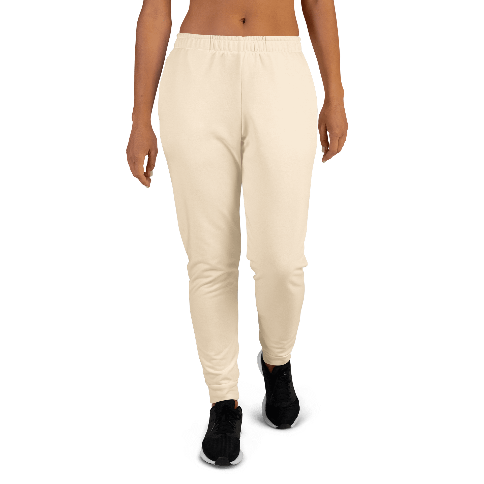 Cream Beige Solid Color Women's Fleece Sweatpants product image (2)