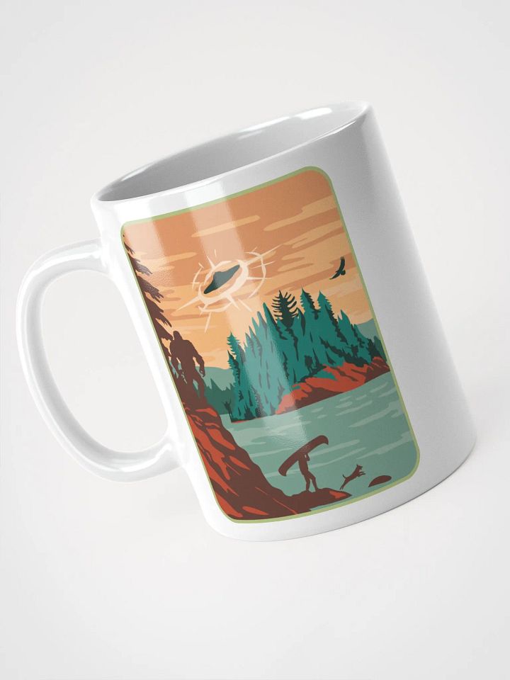 PNW Canoe Bigfoot UFO White Mug product image (1)