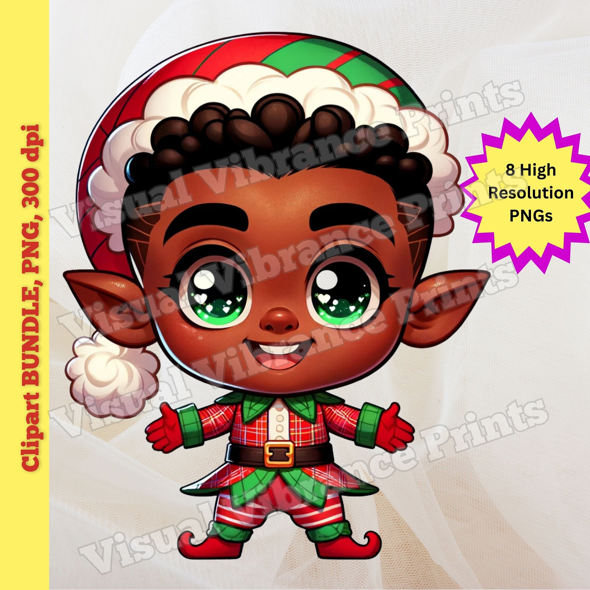 African American Elves Bundle PNG, INSTANT Download, Christmas Decor product image (3)
