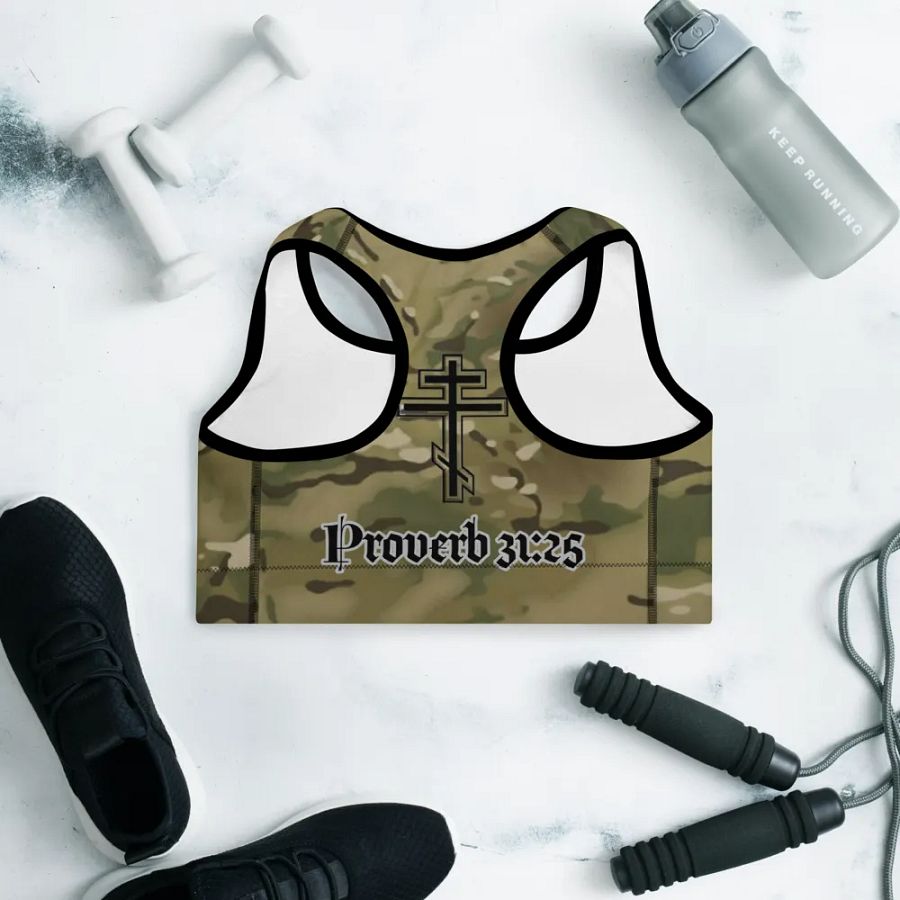 Faithful Camo: Proverb 3:25 Padded Sports Bra - Multicam product image (9)