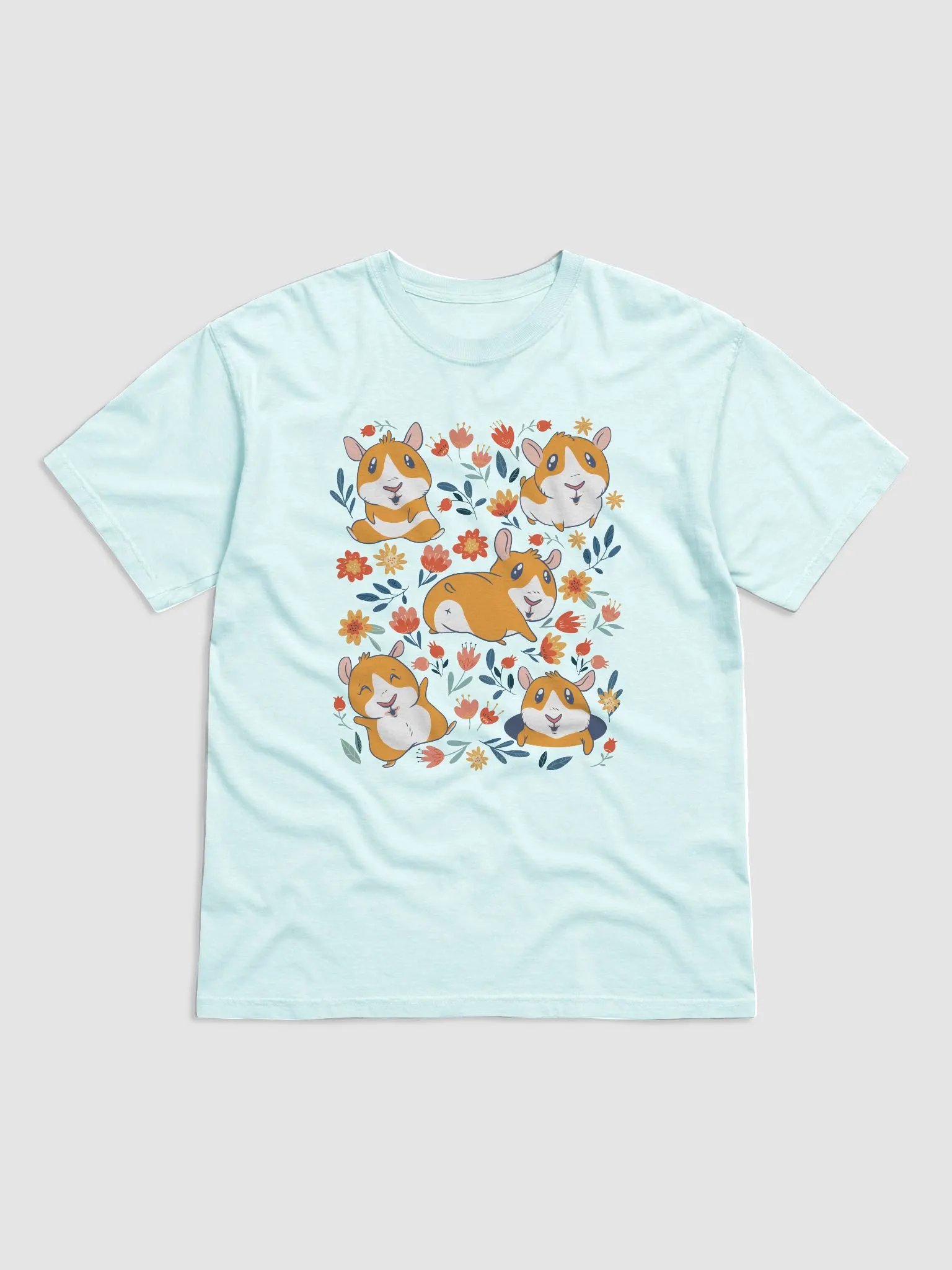 Cottagecore-Style Shirt of Kawaii Guinea Pigs | Goblincore & Forestcore-Inspired Floral Kawaii Guinea Pigs T-Shirt product image (19)