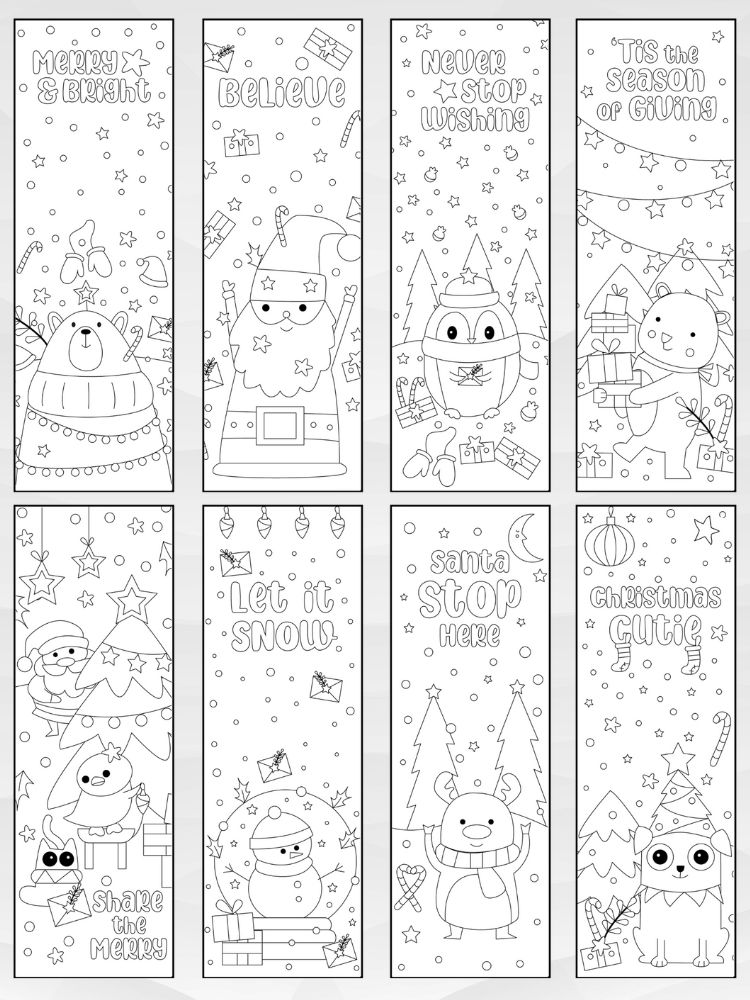 Printable Christmas Coloring Bookmarks for Children - 2
