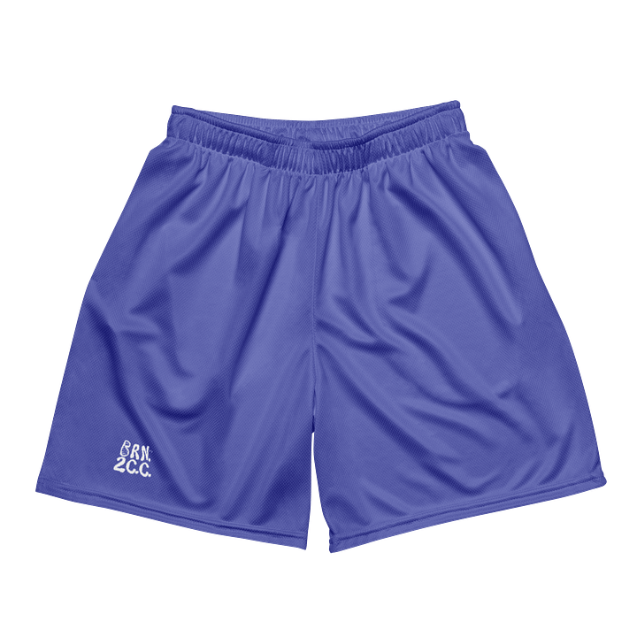 Women's | BRN.2C.C.™ Mesh Shorts | Coastal Cool Meets Sporty Style | Recycled Unisex Activewear 🌊🔥| White Logo on Slate Blue product image (2)