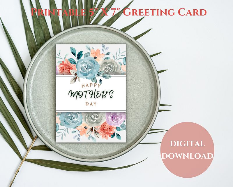 Beautiful Orange/Blue Bouquet Mother's Day Card