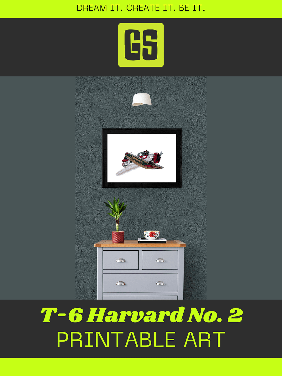 Smoking Aerobatic T-6 Harvard No 2 Digital Printable Aviation Wall Art Perfect Gift for Pilots & Enthusiasts White Background product image (4)