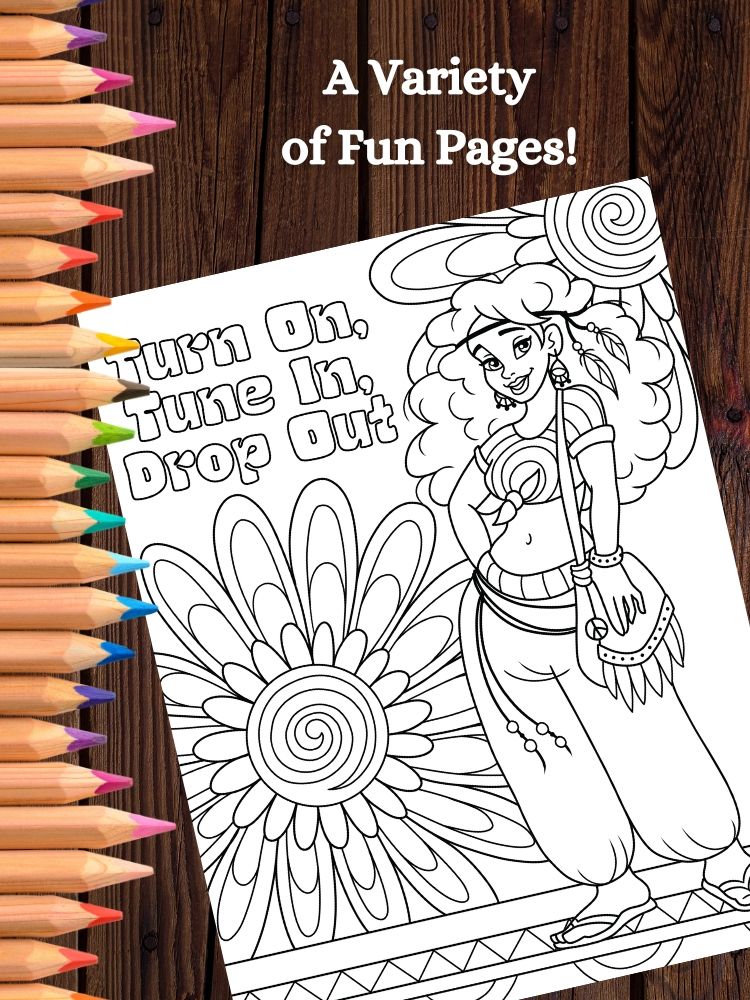 Hippies Printable Adult Coloring Pages product image (3)