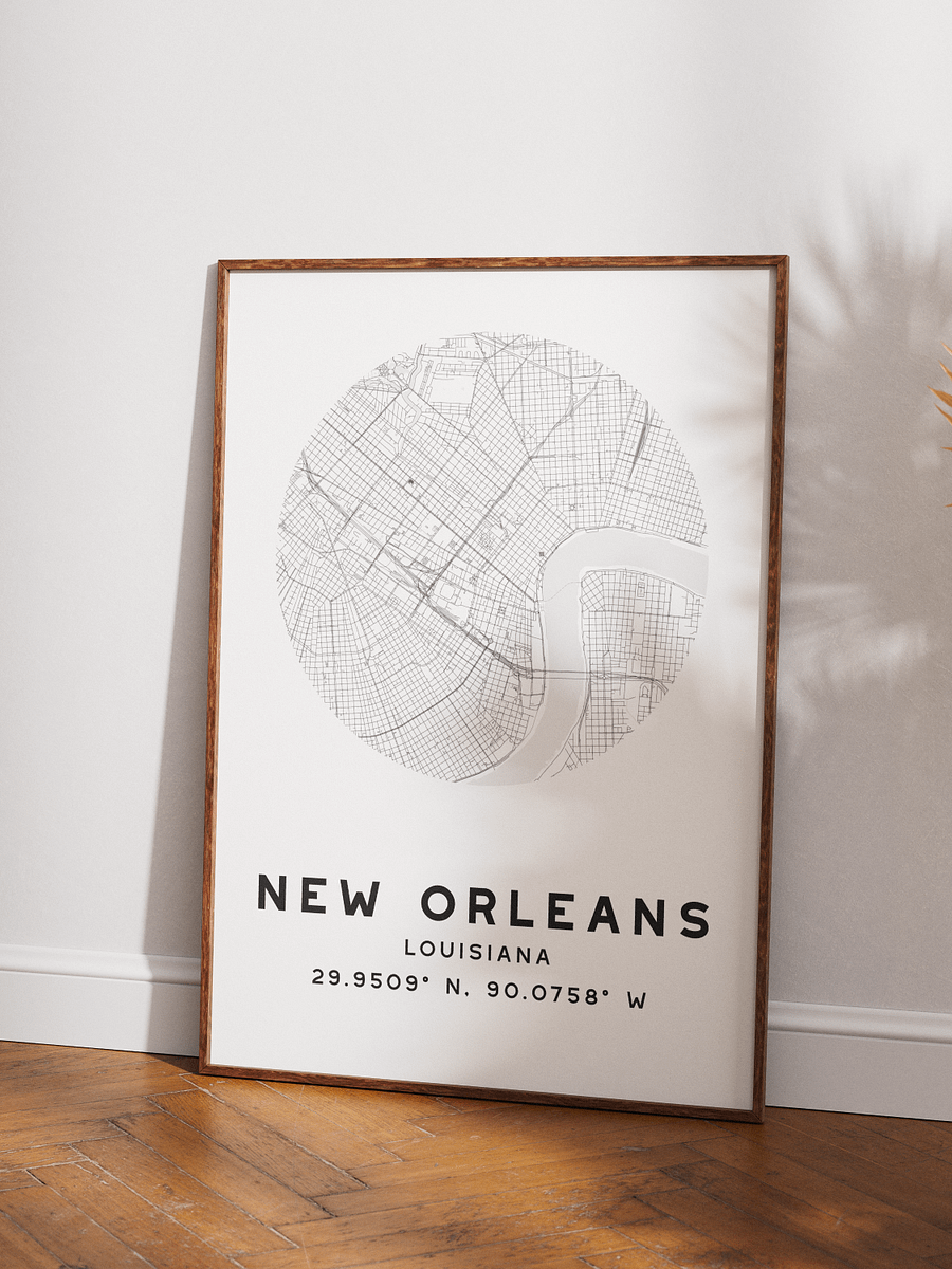 New Orleans Street Map Poster – White Minimalist Circular City Art product image (3)
