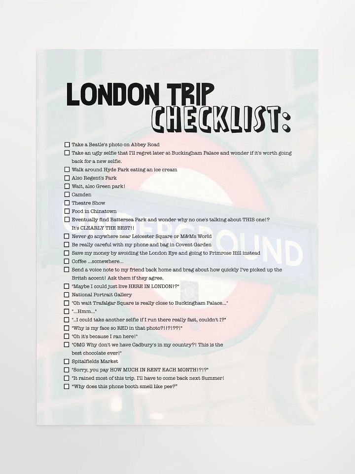 London Checklist Poster product image (1)
