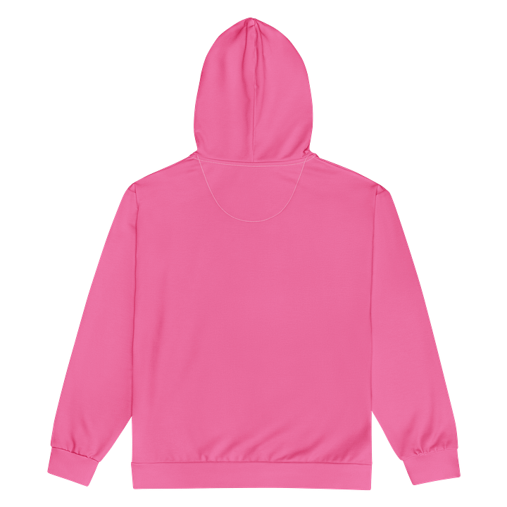 Flamingo Pink Solid Color Eco Friendly Unisex Zip Hoodie product image (2)