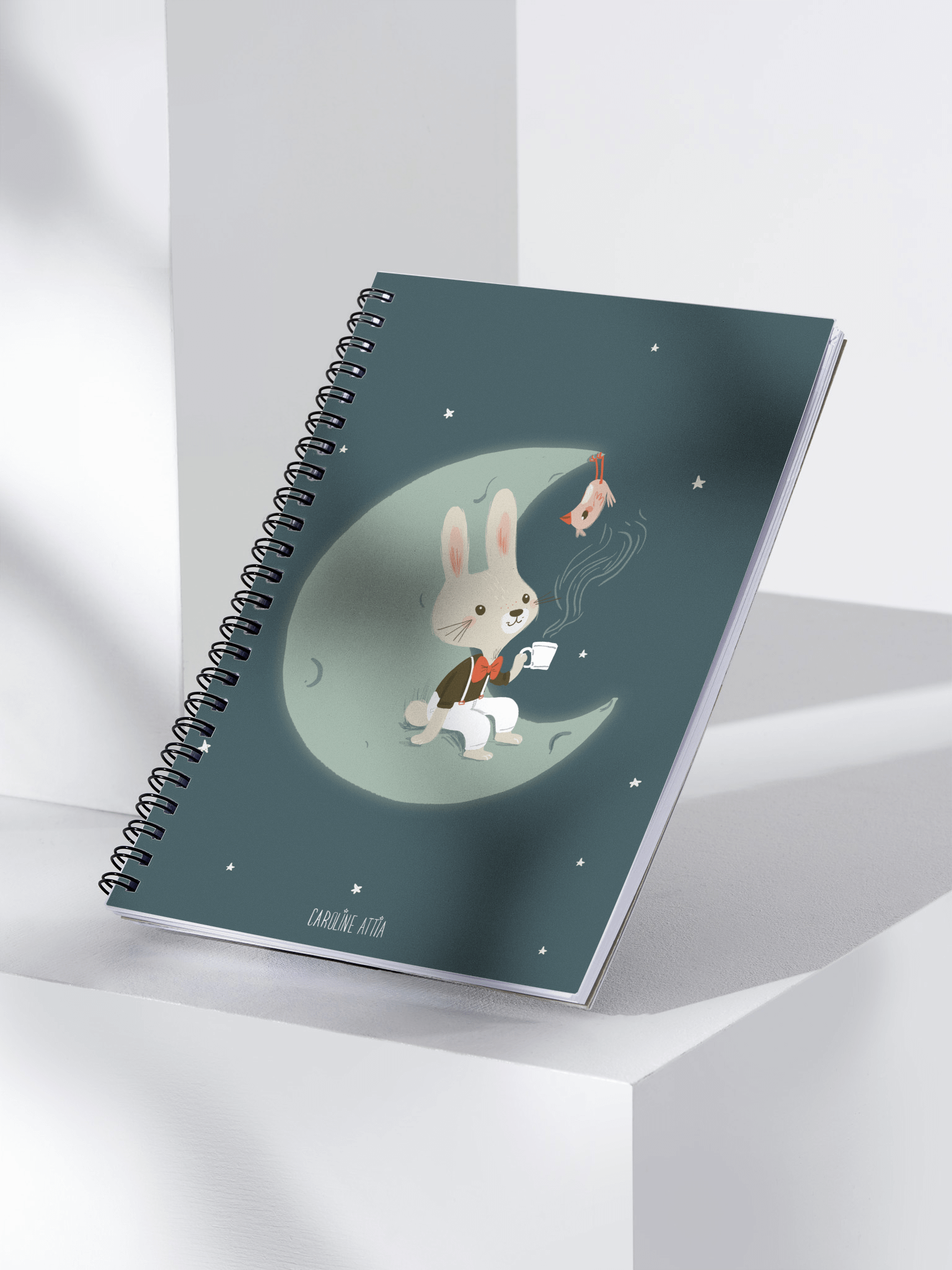 Moonlight Bunny – Cozy Night Spiral Notebook product image (3)