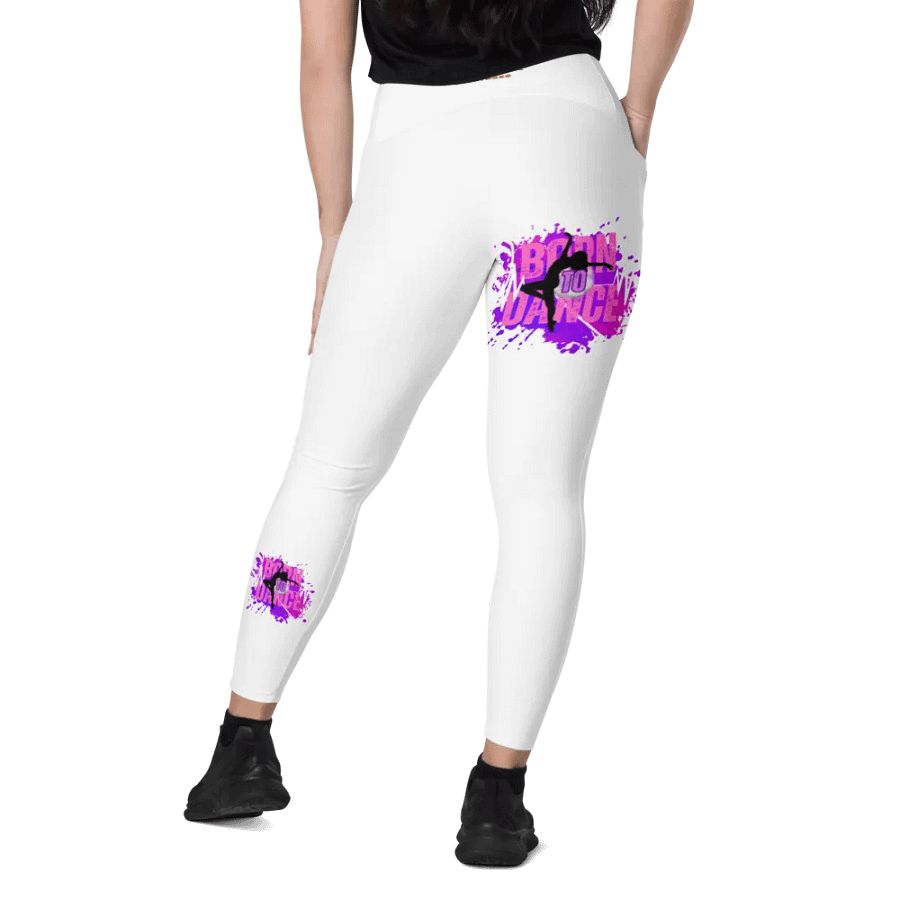 Born to Dance Her Silhouette White with prints Leggings product image (12)