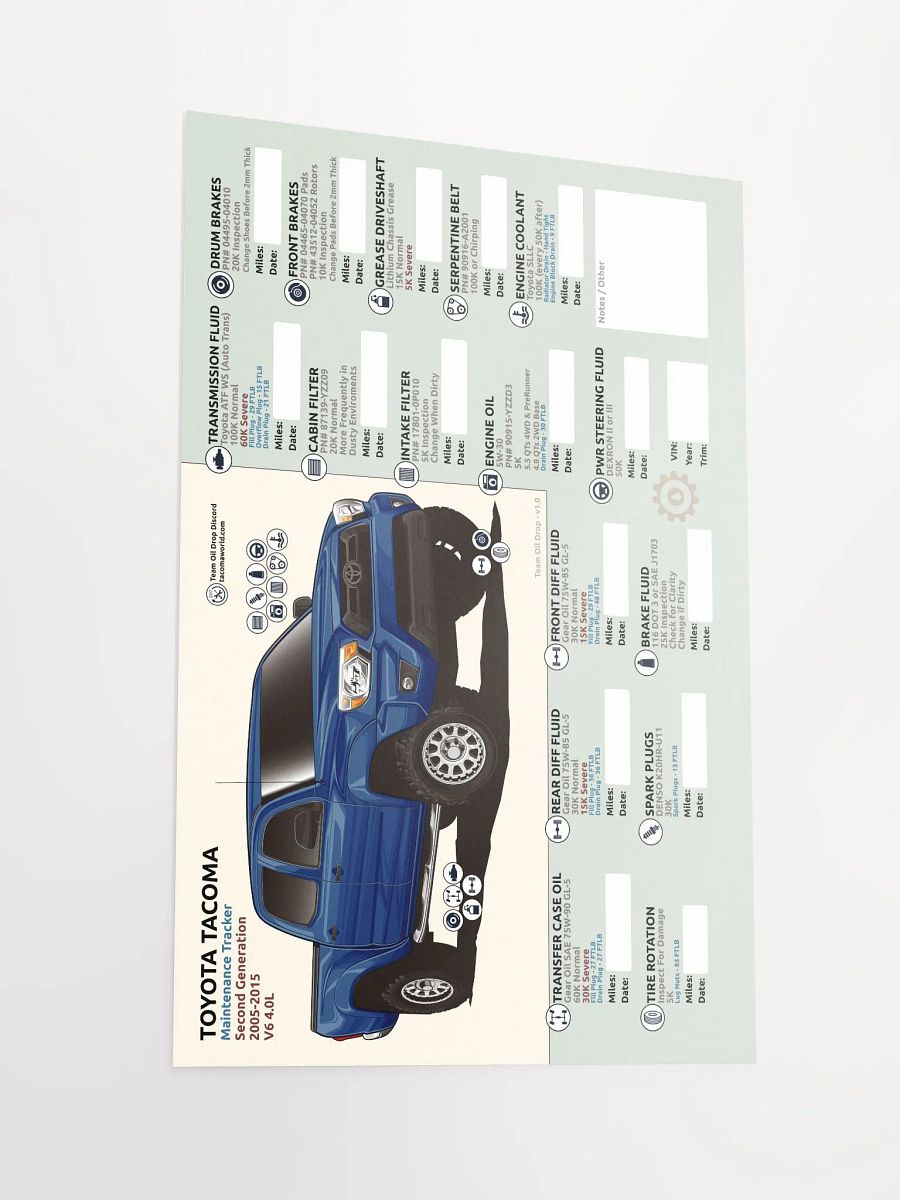 2nd GEN MAINTENANCE TRACKER V1.0 - Blue Ribbon product image (3)