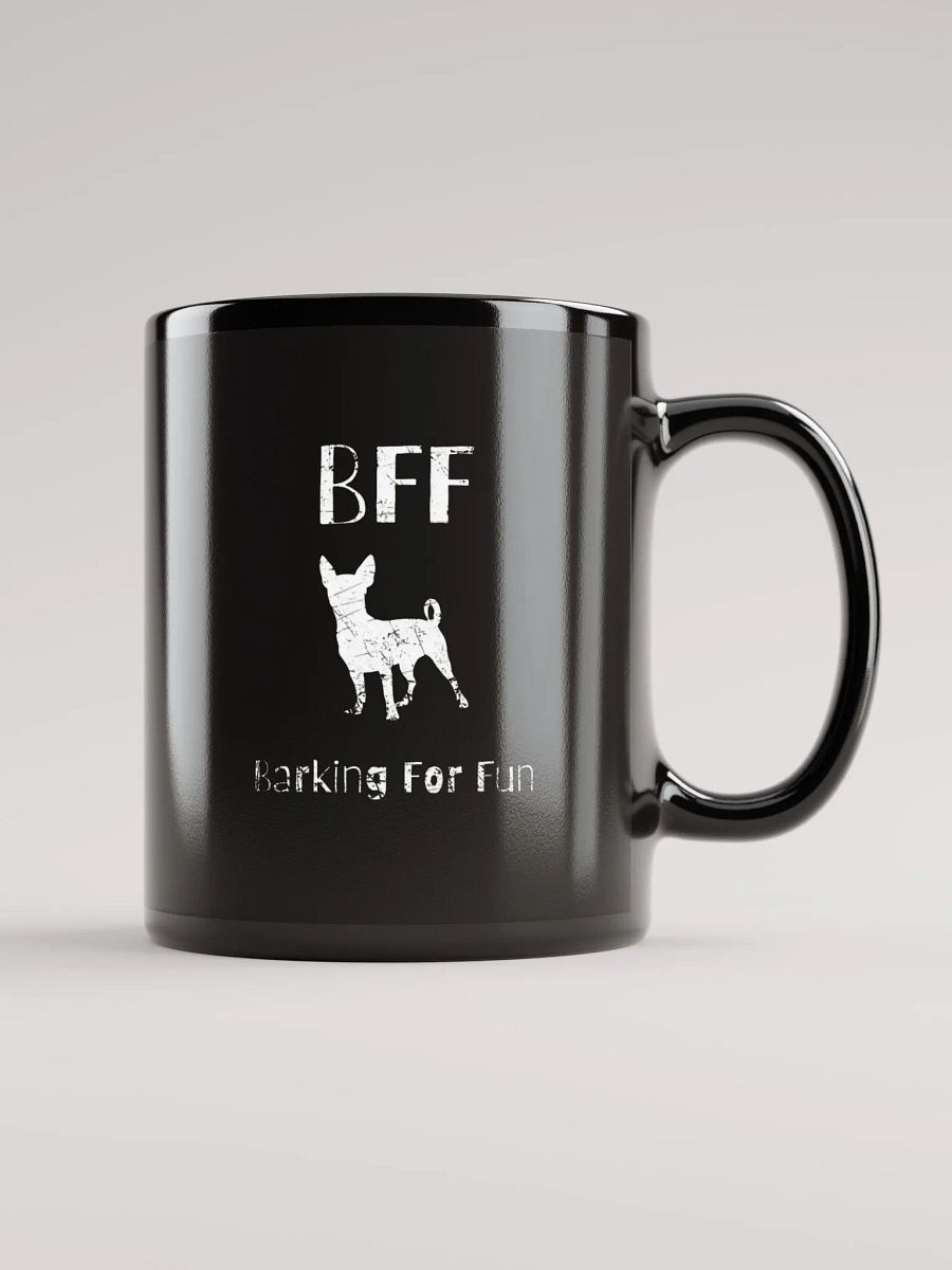 Chihuahua BFF Barking for fun, funny pun, cute joke, noisy dog, ambidextrous left-handed right-handed tea coffee mug product image (1)