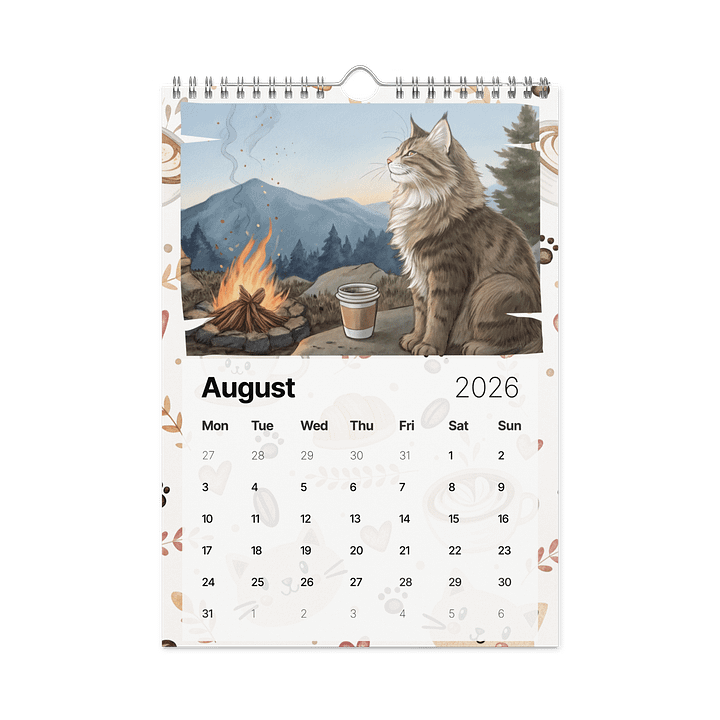 The Art of Coffee & Cats – 2026 Watercolor Wall Calendar for Cat and Coffee Lovers product image (2)
