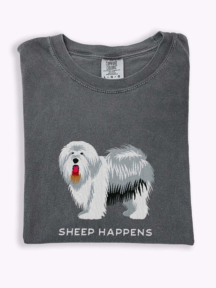 Sheep Happens T-Shirt(Embroidered) of an Old English Sheepdog product image (1)