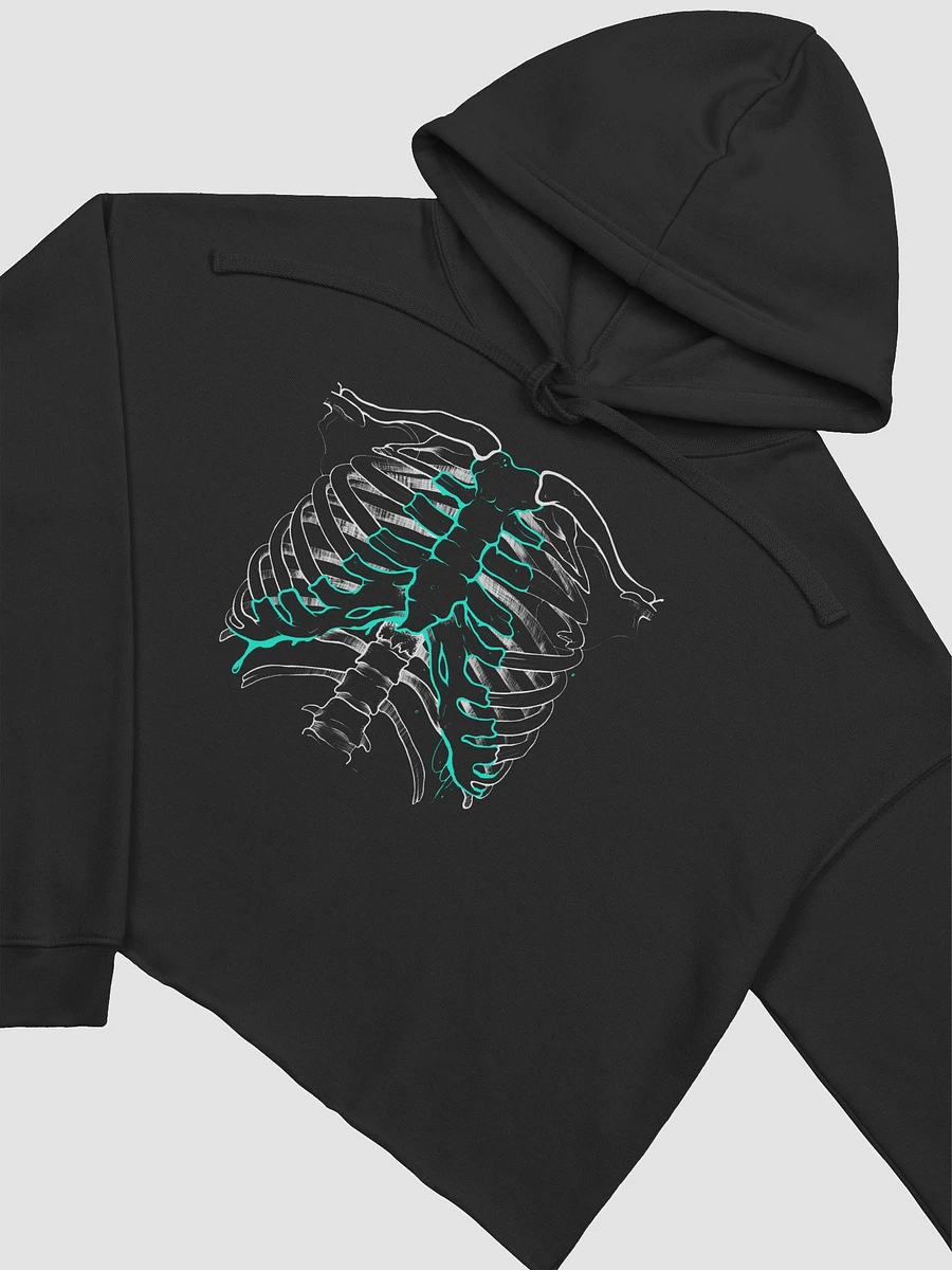 Cyan Rib Crop Hoodie- Black product image (3)