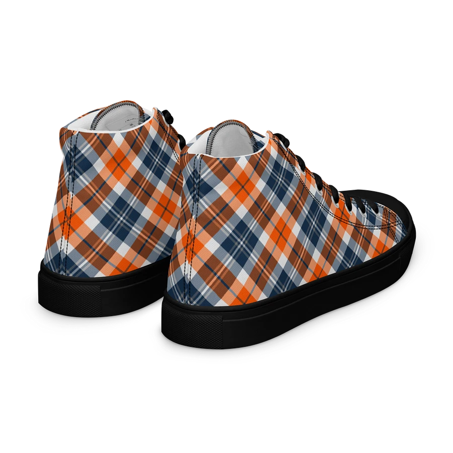 Orange and Blue Sporty Plaid Men's High Top Shoes product image (10)