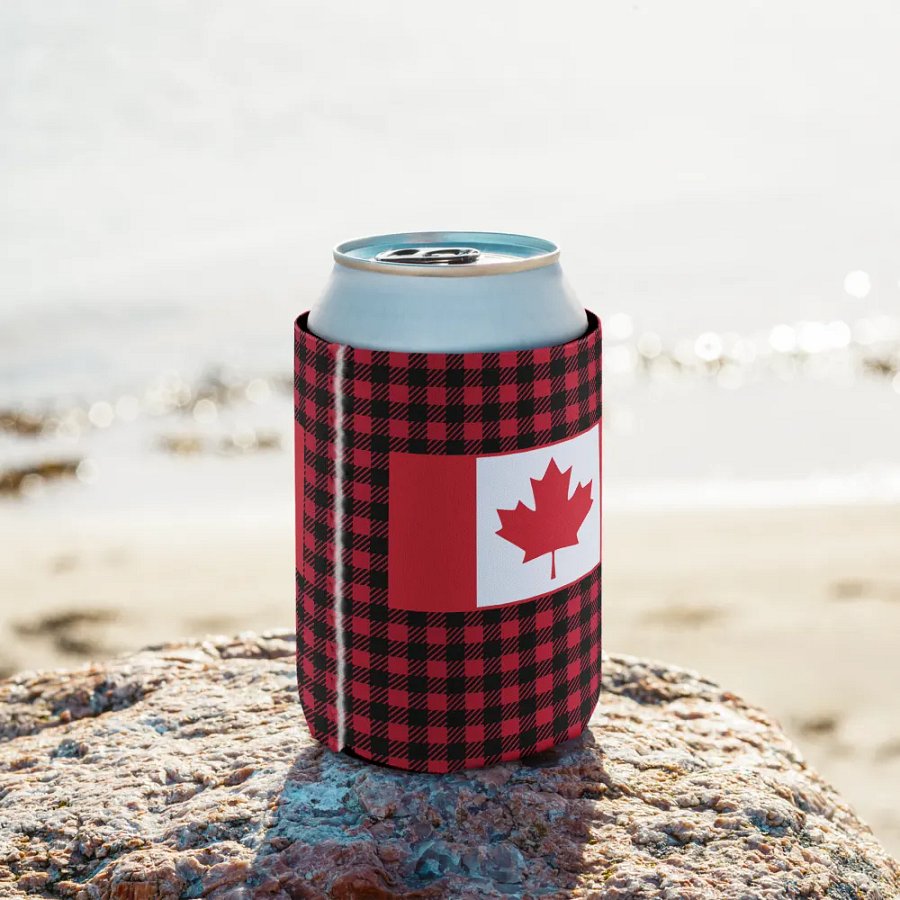 Canadian Flag Plaid Can Coozie product image (10)