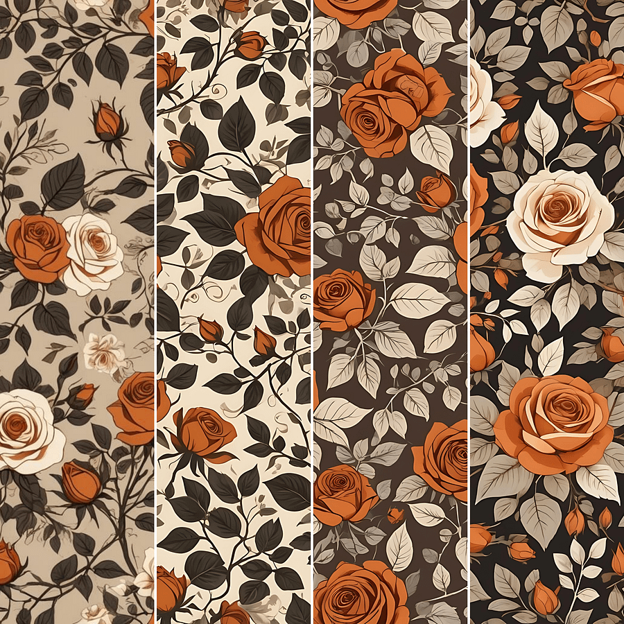 Rustic Vintage Rose Pattern Paper Pack Bundle product image (3)