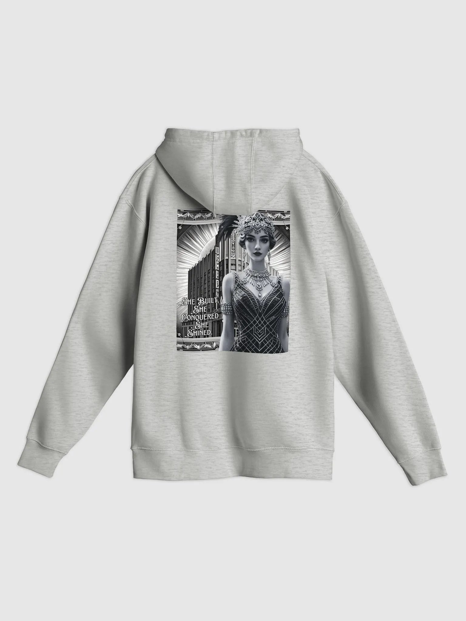 She Built, She Conquered, She Shined Back Graphic – 1920s Glamour Hoodie product image (4)