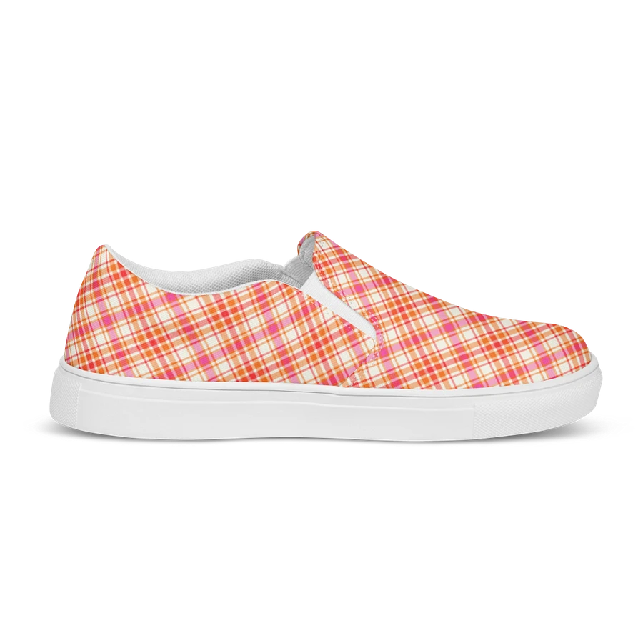 Orange and Hot Pink Plaid Women's Slip-On Shoes product image (5)