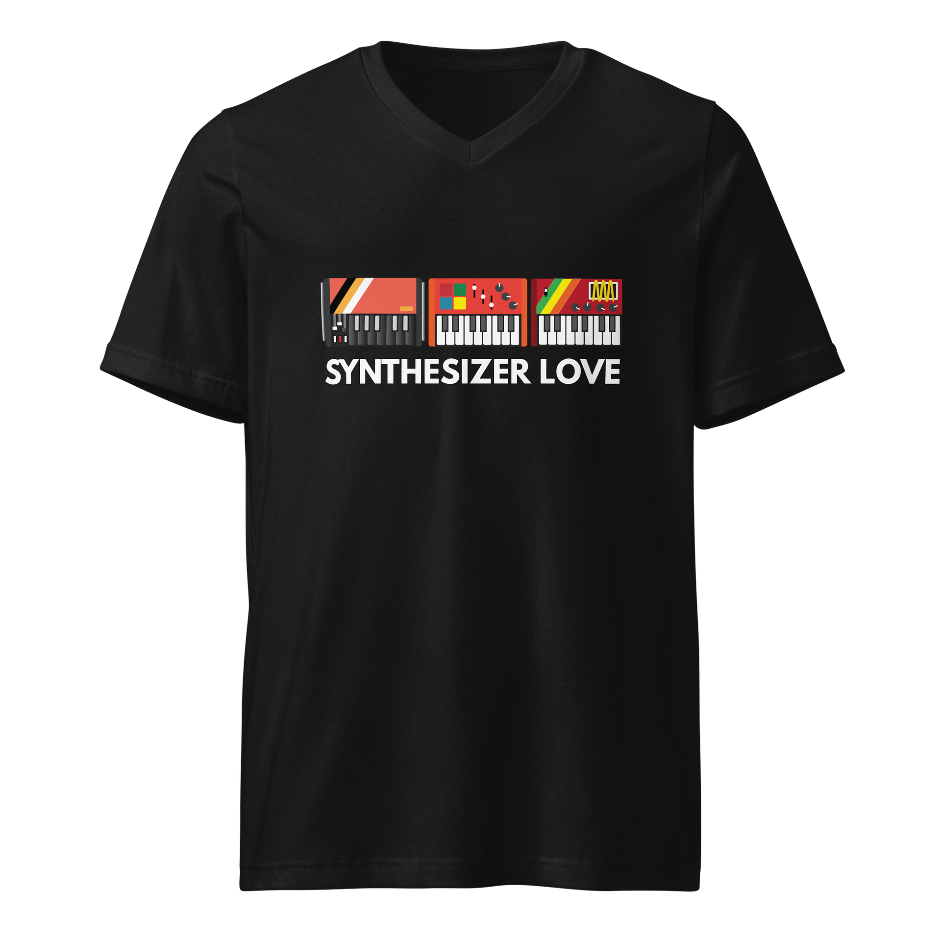 Synthesizer Love T-Shirt V-Neck Black product image (1)