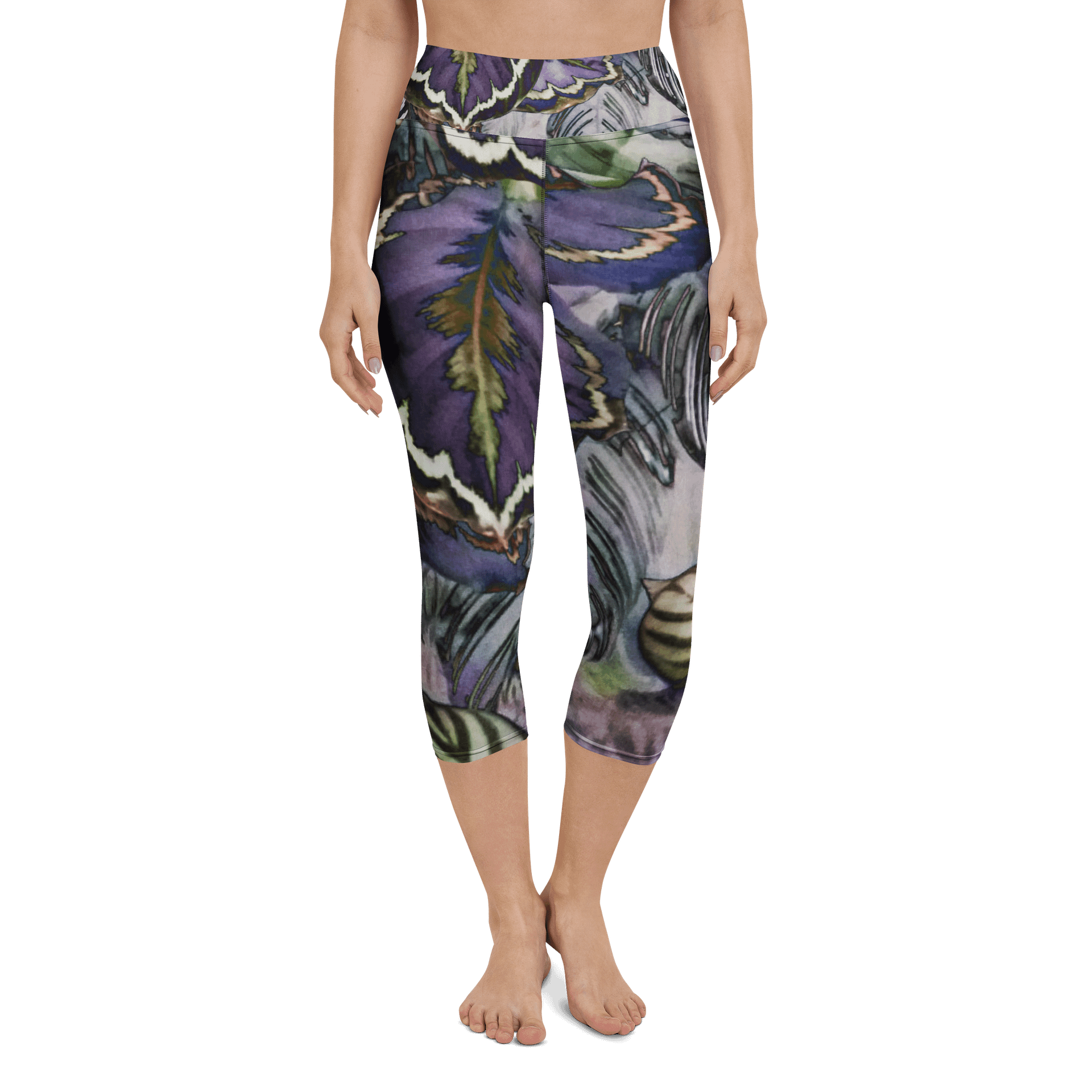 Purple Leaves Capri Leggings product image (4)