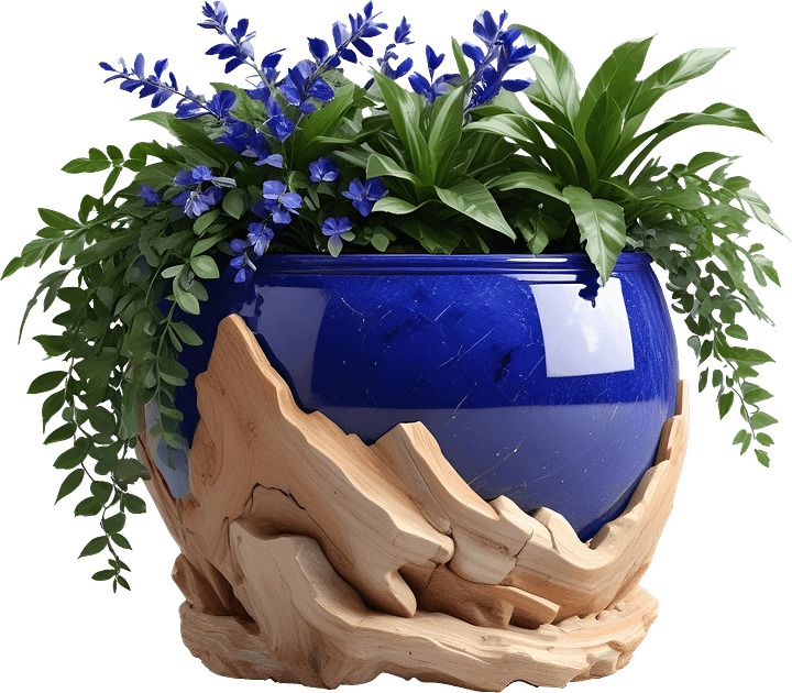 Wood & Lapis Elegance – Vase PNG SPA decor product image (1)