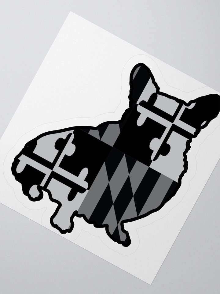 Maryland Flag Corgi (B&W) Sticker product image (3)
