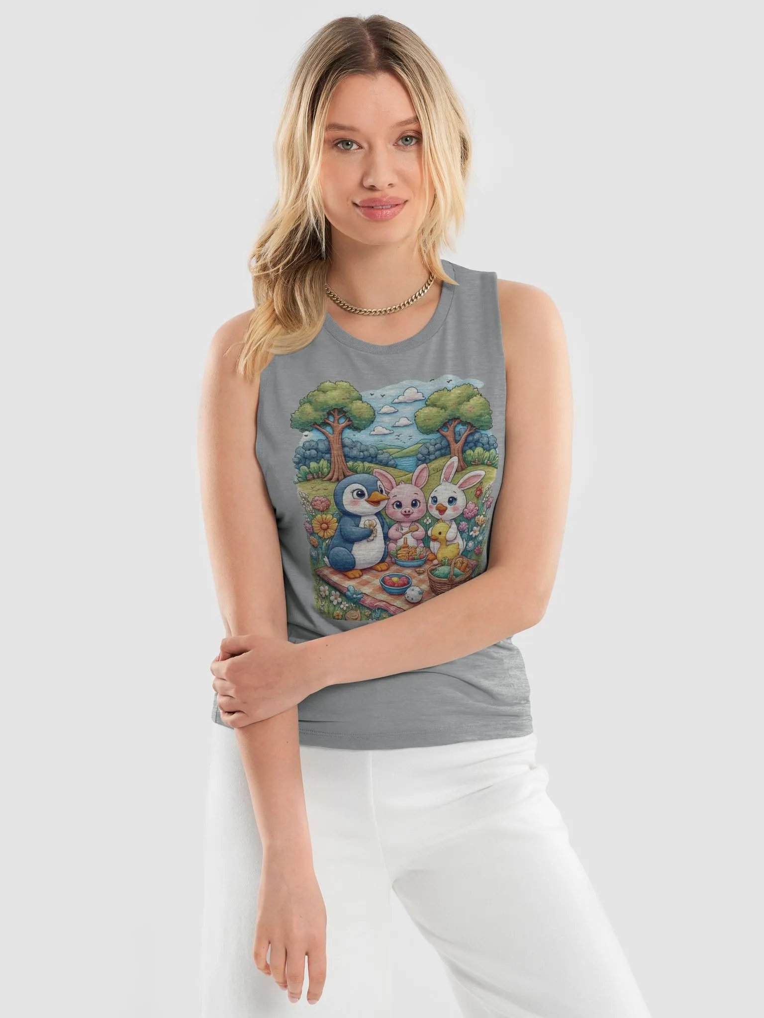 Whimsical Picnic Baby Animal Friends Women's Tank product image (18)