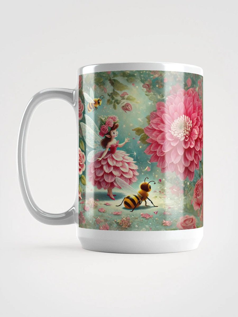 Pink Rose Fairy and Bees Glossy White Mug product image (6)