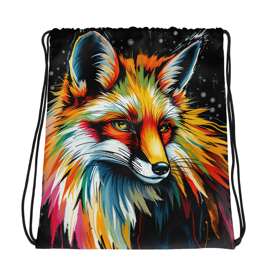 Fluffy Fox All-Over Drawstring Bag product image (1)