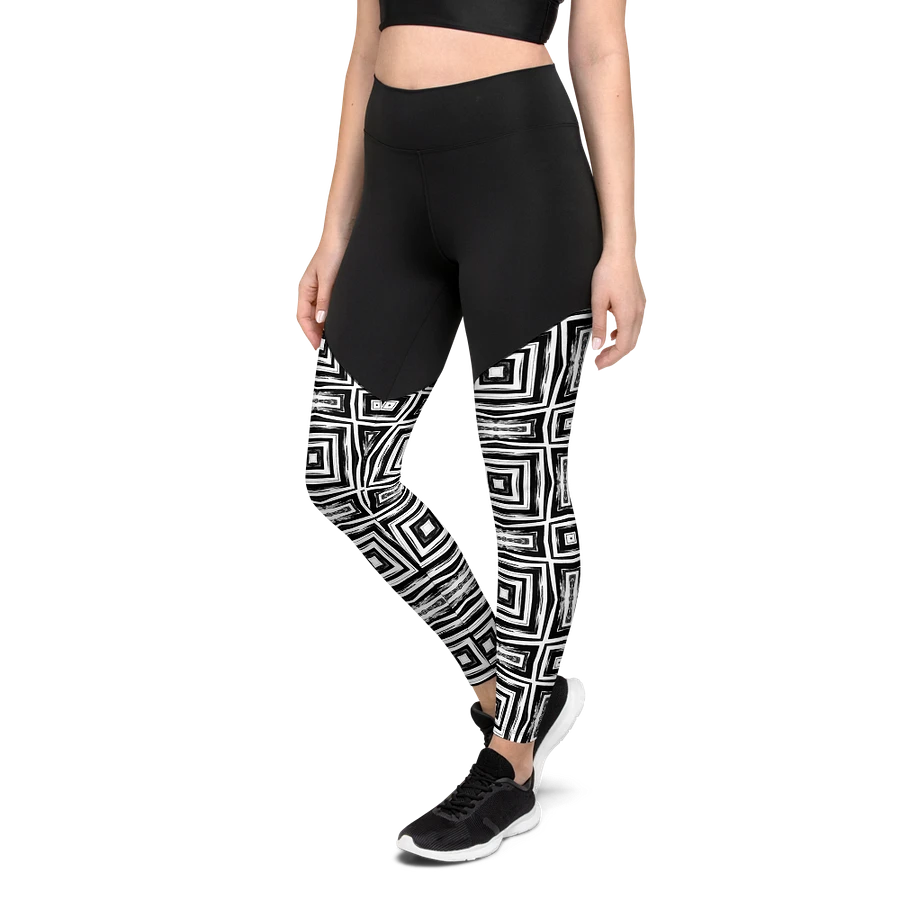 Abstract Monochrome Repeating Pattern Women's Sports Leggings product image (7)