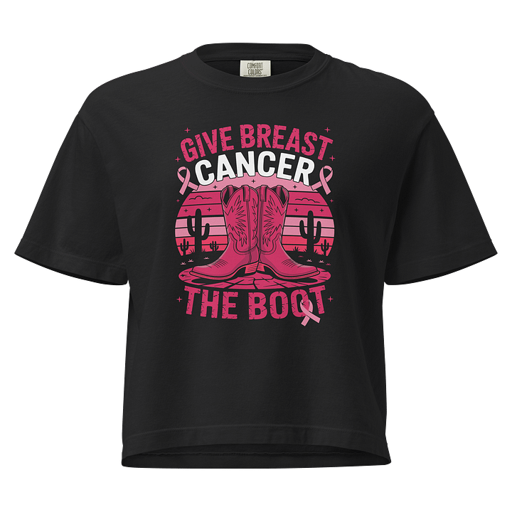 Give Breast Cancer the Boot Pink Western Boots Heavyweight Boxy T-Shirt + Free Ebook product image (2)