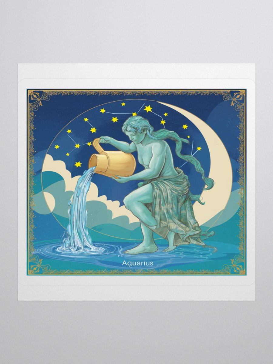Aquarius Celestial Water-Bearer Vinyl Sticker - Exclusive Zodiac Art product image (1)