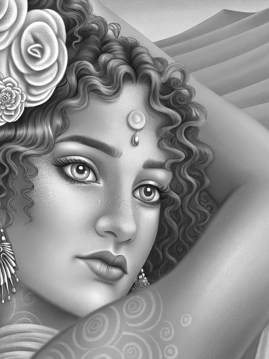 Grace and Strength The Beauty of African Women in Art -Tunisian Goddess ( Coloring E-book) product image (5)