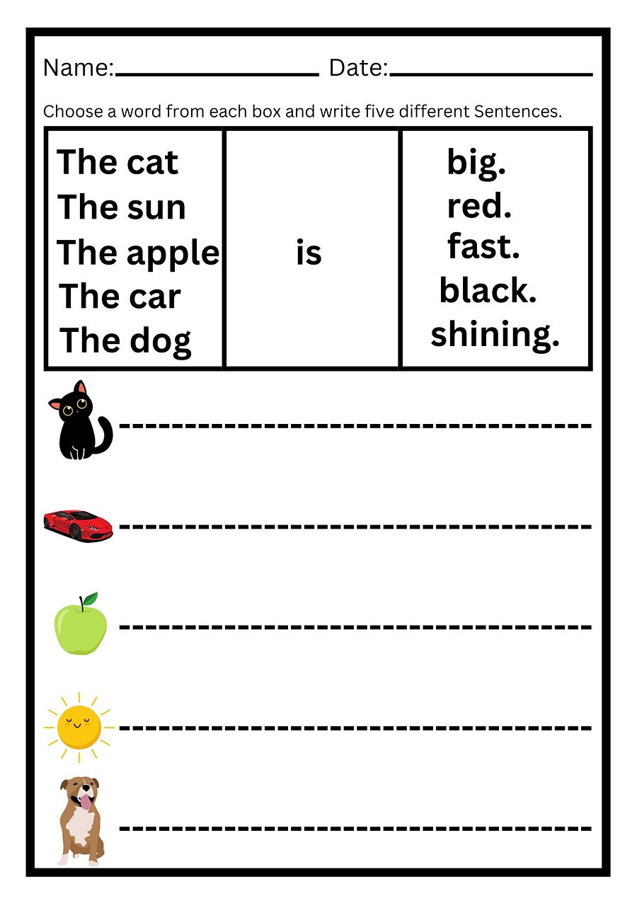 simple sentence practice worksheet PDF product image (2)
