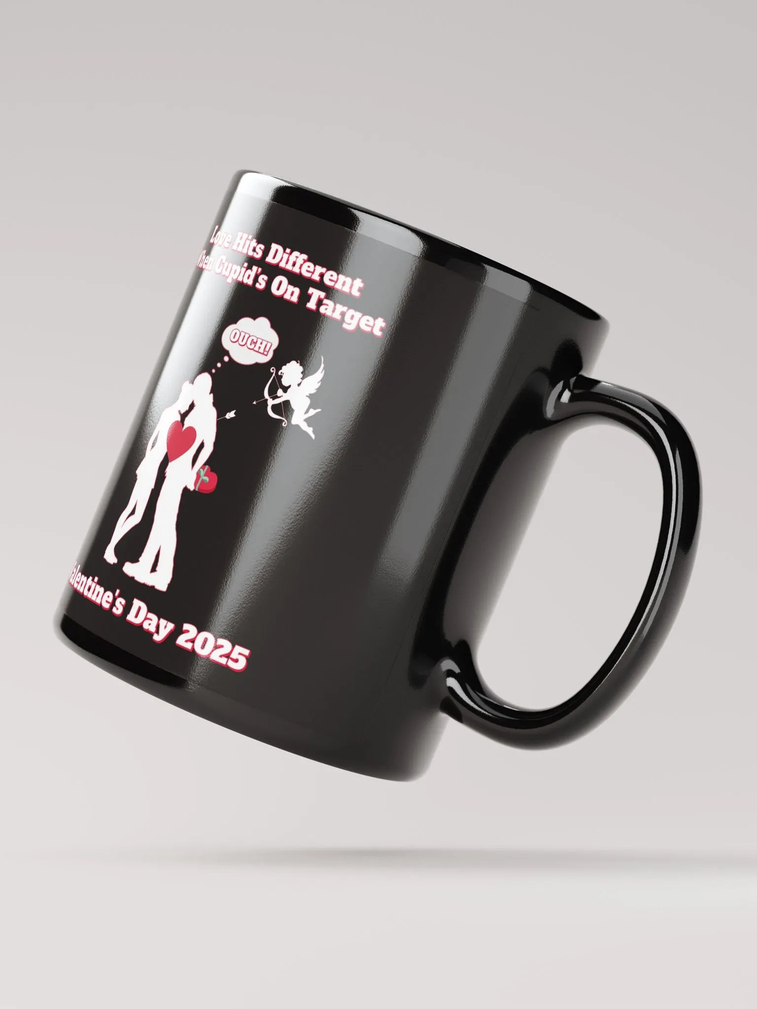 When Cupid's On Target Valentine's Day Black Mug product image (11)