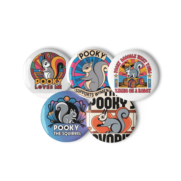 Original Pooky Artwork Buttons: Set of Five -bb product image (3)