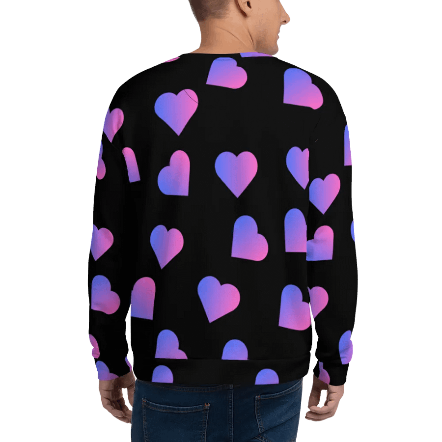 Love Pattern Pink Hearts on Black Background Unisex Sweatshirt product image (9)