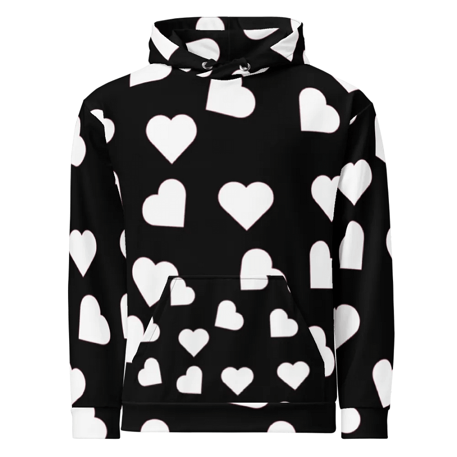 Love Pattern 5 Black and White Unisex Pull Over Hoodie product image (2)