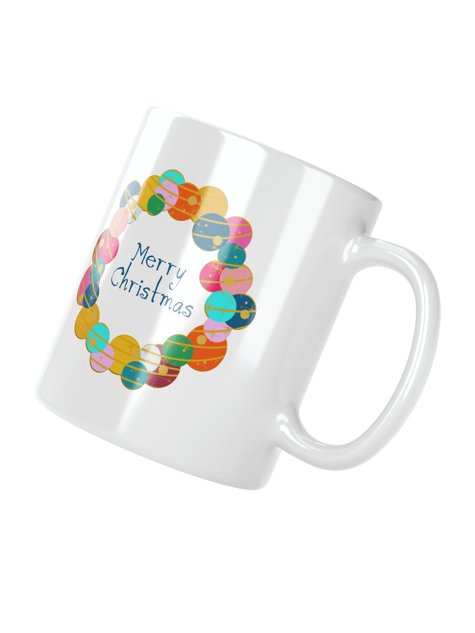 Retro Merry Christmas Wreath – Mug product image (4)