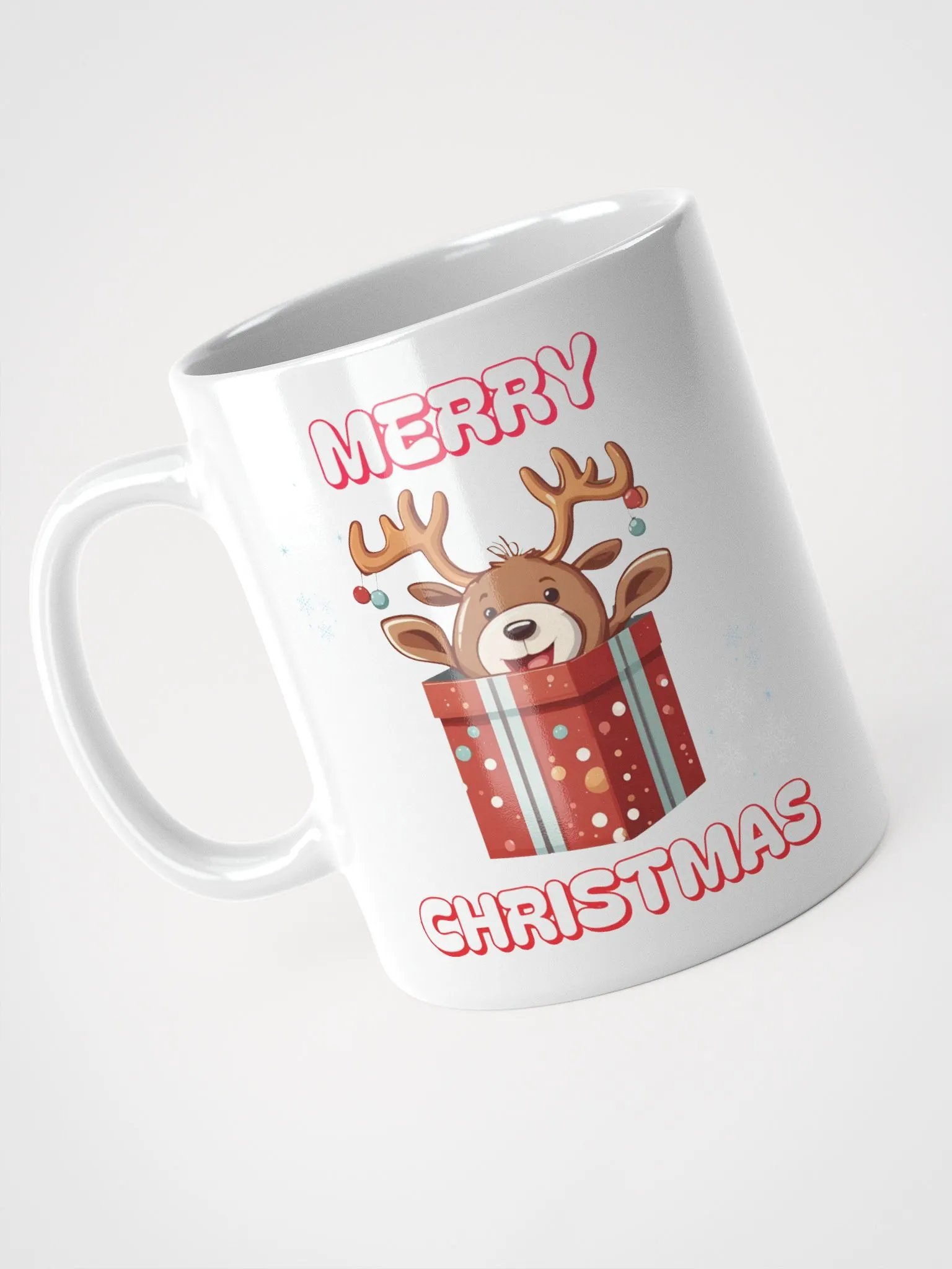 Adorable Baby Reindeer Wishing All A Merry Christmas White Mug product image (7)