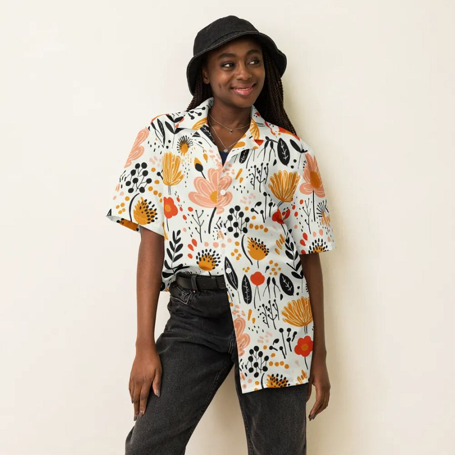 Retro Flowers Peach Hawaiian Shirt product image (6)