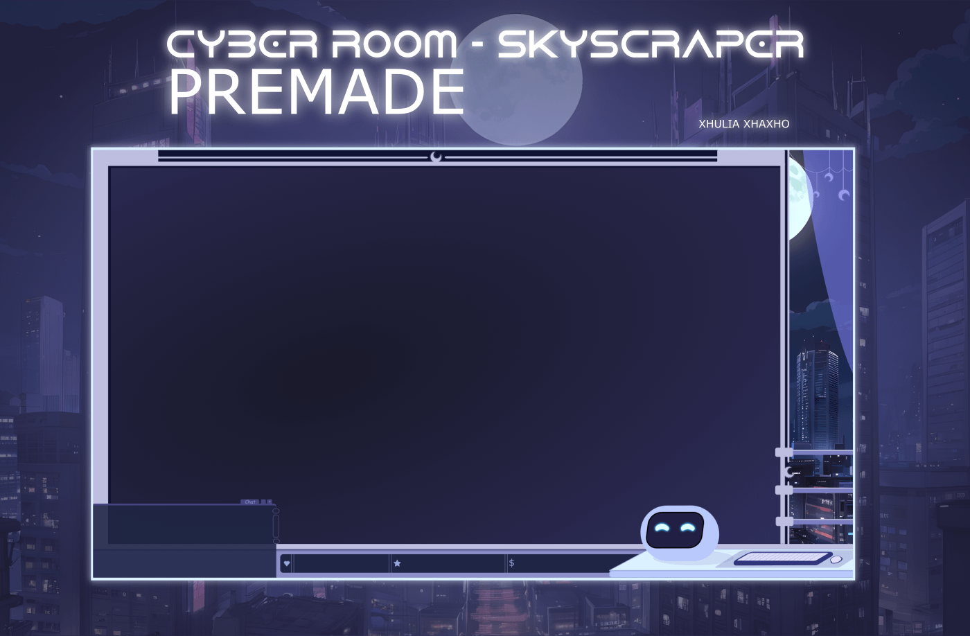 CYBER ROOM - SKYSCRAPER STREAM OVERLAY - PREMADE OVERLAY ANIMTED - NIGHT SKYSCRAPER STREAM OVERLAY - ROBOT STREAM OVERLAY product image (2)