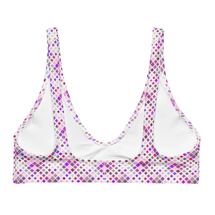 Colorful Square Pattern Design Padded Bikini Top - V1 product image (2)